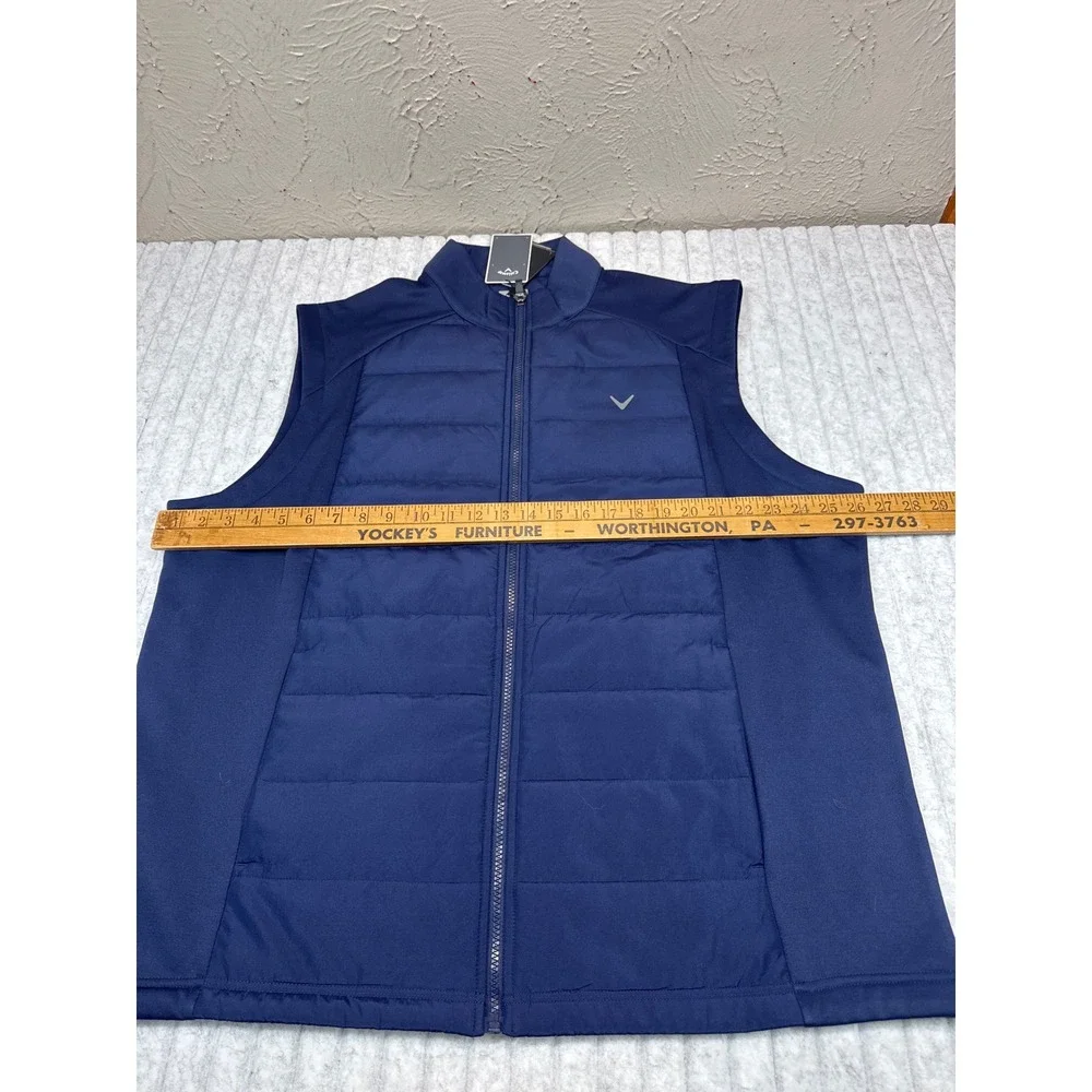 Callaway Mens Navy Blue SMU Full Zip Puffer Vest‎ XXL Quilted Golf  730262523985